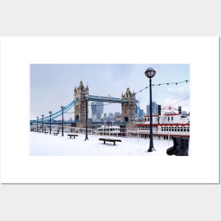 Tower Bridge in snow Posters and Art